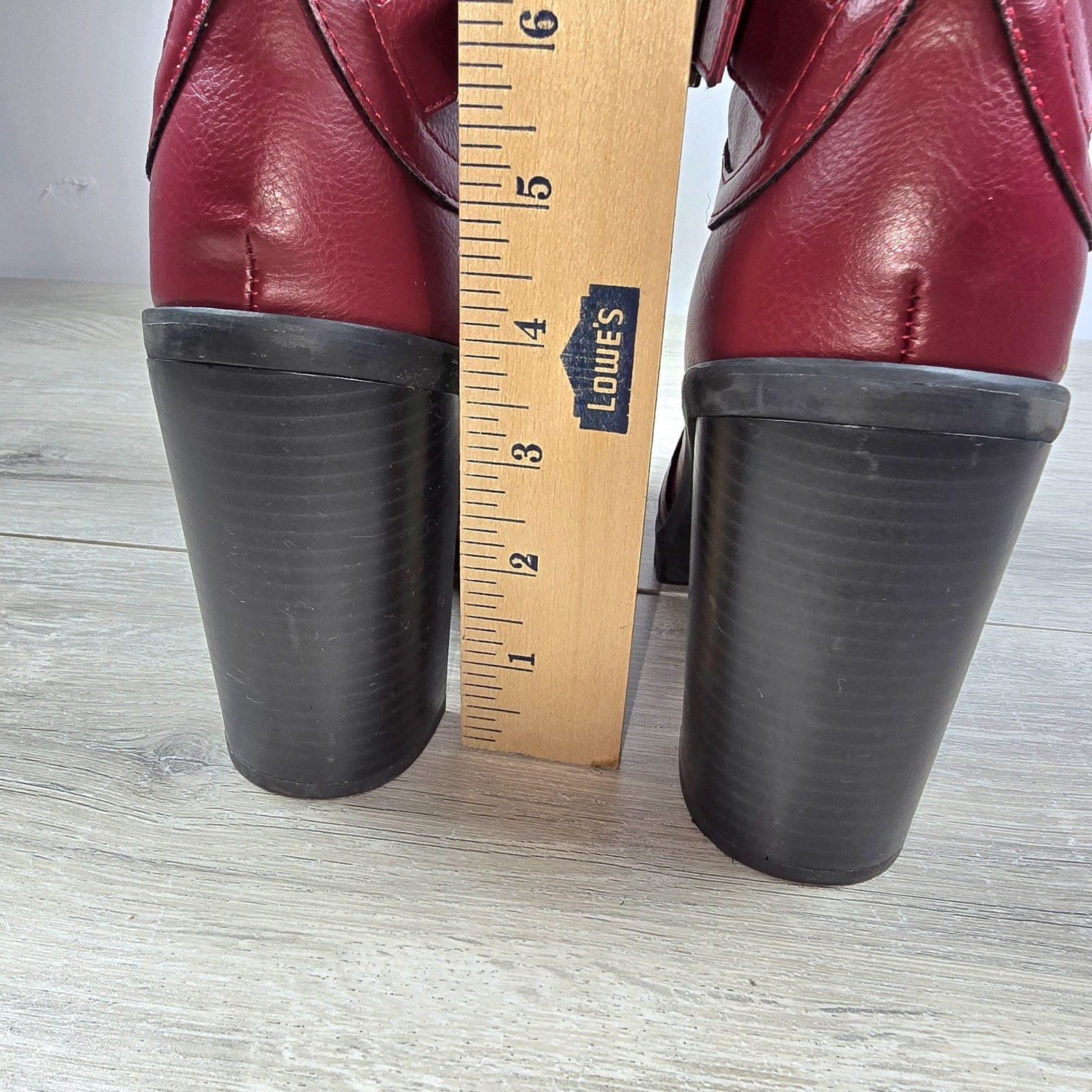 SAOLA Stivali da combattimento donna BCBGeneration taglia 7M tacco alto a blocco suola a strappo zip casual