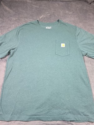 Carhart 2XL Short Sleeve T Shirt Relaxed Fit Model TK7523-M Green Pocket T Logo