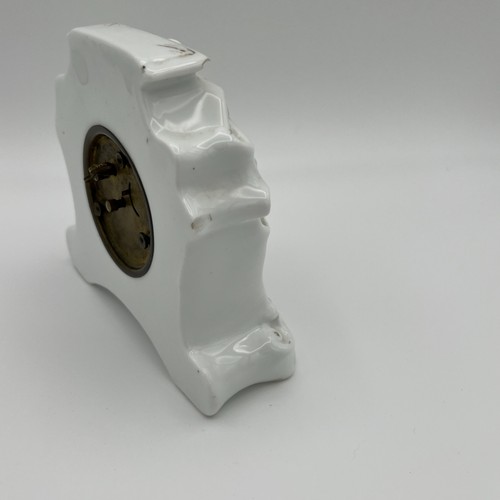 Antique Porcelain Mantel Clock With Floral Design Flowers Estate Sale -Works - Picture 6 of 10