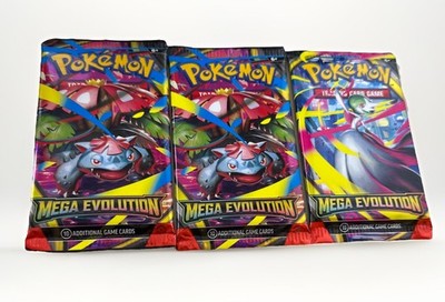 Lot 3 TCG Pokemon Mega Evolution Booster Packs Trading Cards