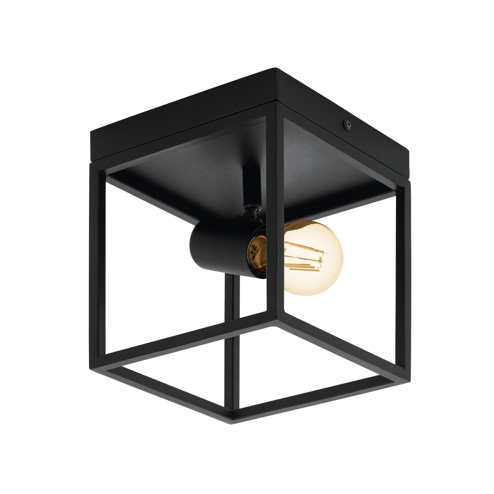 Lustre au style industriel Silentina plafonnier acier noir 2 ampoules E27