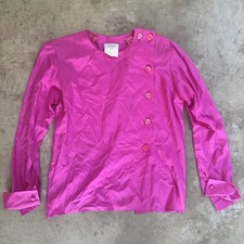 Vintage Yves Saint Laurent Rive Gauche Asymmetric Button Silk Blouse sz 40 Shirt