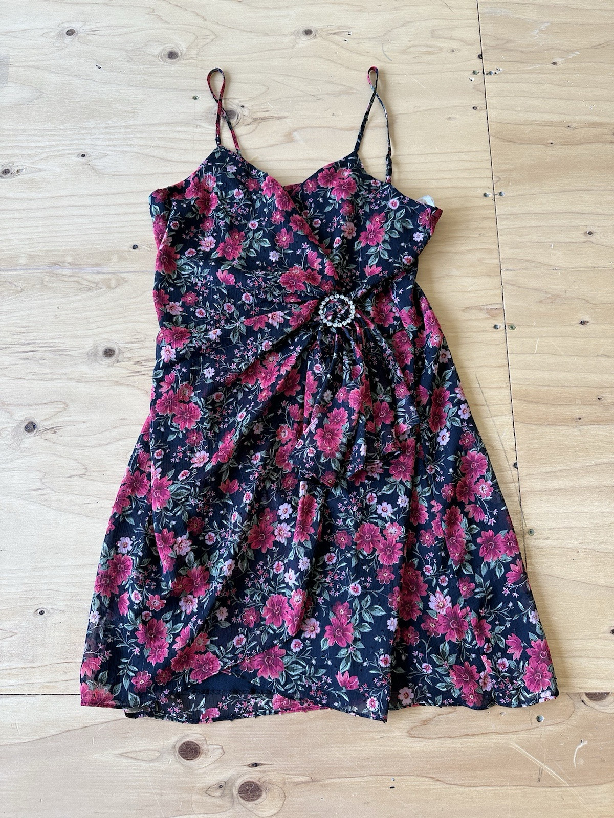 Mini Abito Fila A Floreale Donna Medio Rosso Nero Spaghetti Strap Scollo V Zip Up