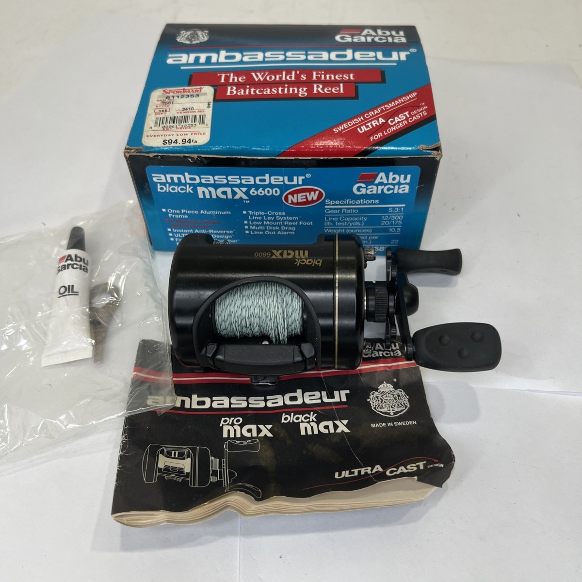 Black Max Abu Garcia Ambassadeur 6600 Fishing Reel 3 Ball Bearings