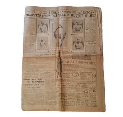 Antique Oct. 4, 1900 Hearst s Chicago American Newspaper, Fitzsimmons Denies 