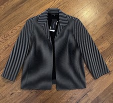 NEW Lafayette 148 New York Bellene Stripe Jacket Sz M Black White Women s