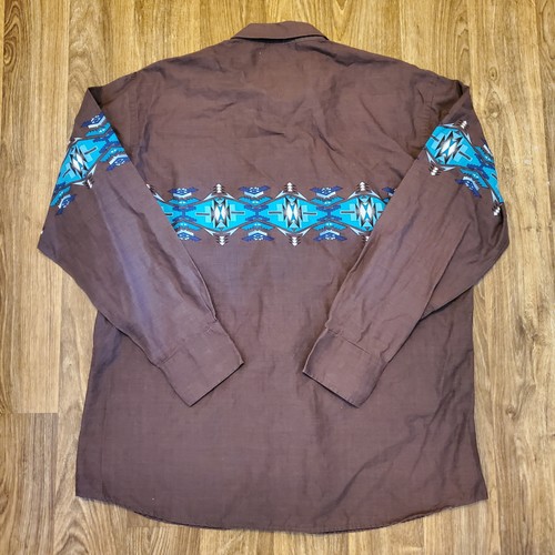 Panhandle Slim Shirt Men XL Aztec Western Pearl Snap Long Sleeve Vintage Retro - Picture 3 of 9