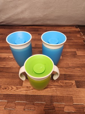Munchkin 360 Used Sippy Cups Lot of 3 2-9oz 1-7oz With Handles