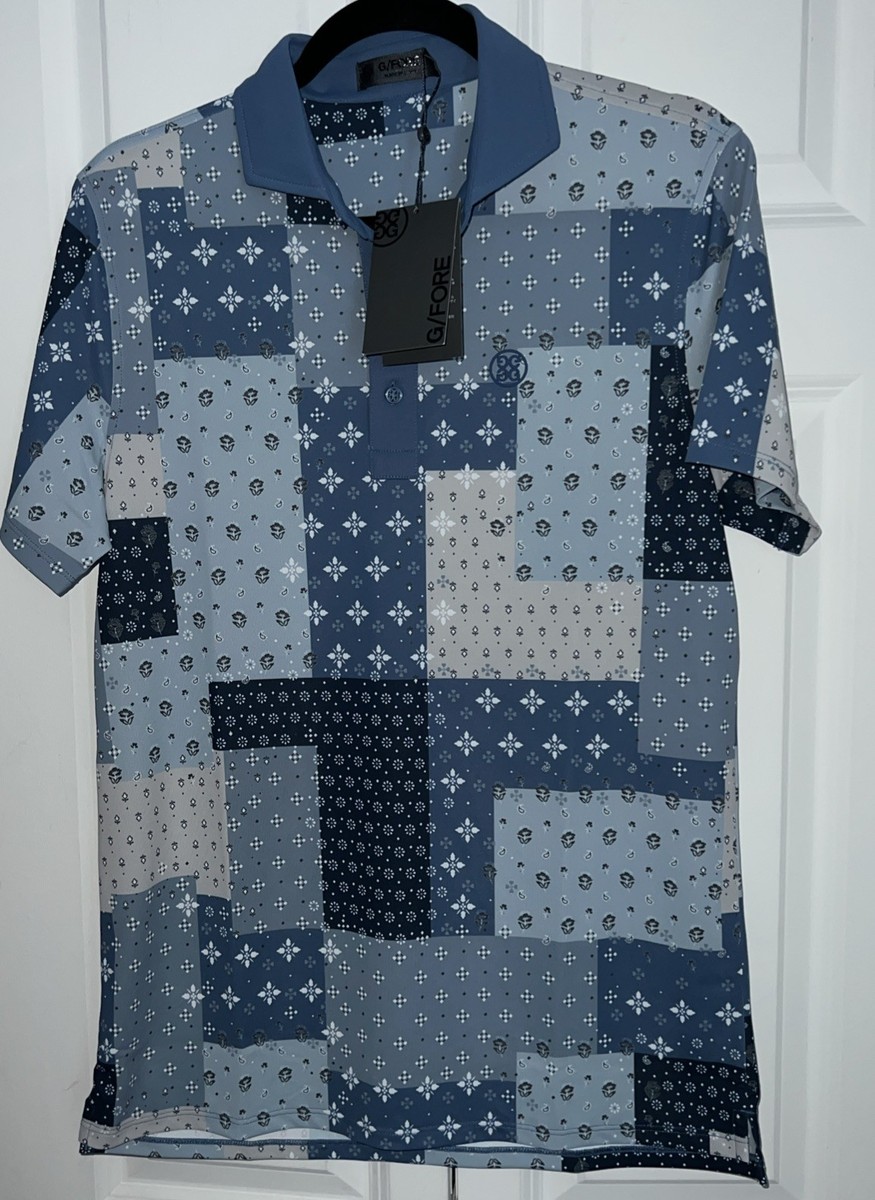 【美品】G/FORE SHORT SLEEVE T-SHIRTS BANDANA G/Fore Bandana Print Golf Performance Polo Shirt Men's Size
