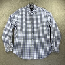 J Crew Shirt Mens Large Blue White Gingham Oxford Long Sleeve Flex Dress Casual