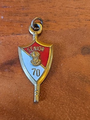 Vintage Josten's Red & White Class of 1970 Senior High School Pendant 