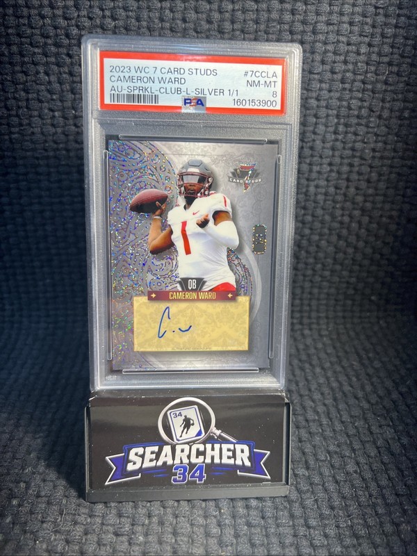 2023 Wild Card 7 Card Studs Cameron Ward Auto 1/1 PSA 8 Silver Sparkles