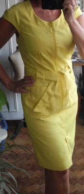 Robe ALAIN MANOUKIAN 38 manches courtes jaune citron zippée devant ceinture - Photo 1/4
