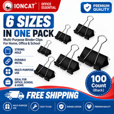 Binder Clips Paper Clamps Assorted Sizes 100 Count Black , X Large, Large, Medi
