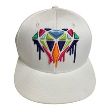 Carbon Elements Dripping 3D Diamond SnapBack Cap White Multi Color Baseball Hat