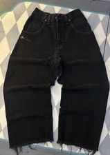Vintage 90s JNCO Big Crown Wide Leg Baggy Black Denim Jeans Made in USA 