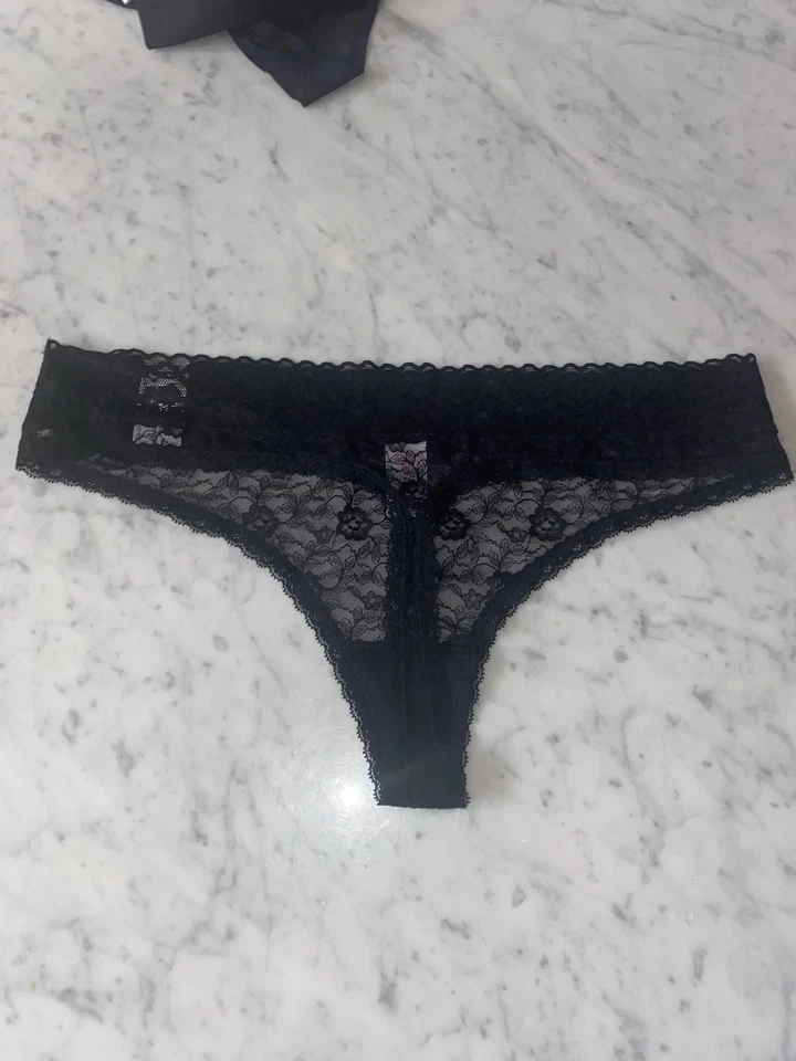Flirtitude Cheeky Panties XL Thong Lot of 4 Black Lace New - Image 3 of 4