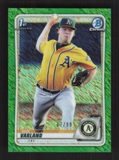 2020 Bowman #BCP-38 Chrome Prospects Green Shimmer Refractor Gus Varland #/99 SN