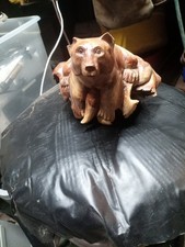 Vtg Hand Carved Burl Wood Small Bear Figurine Unique One Of a Kind