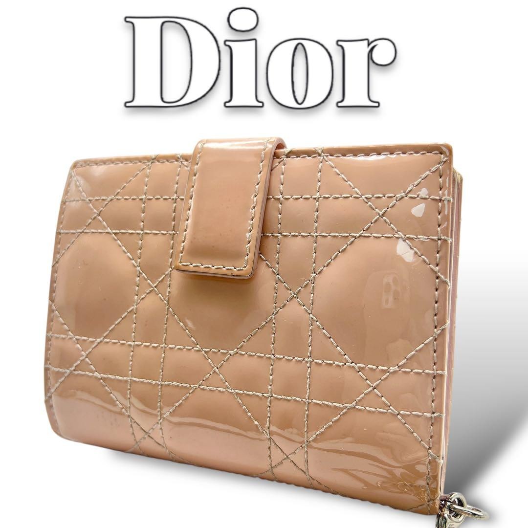 Christian Dior Canage Lady Leather Folding Wallet New