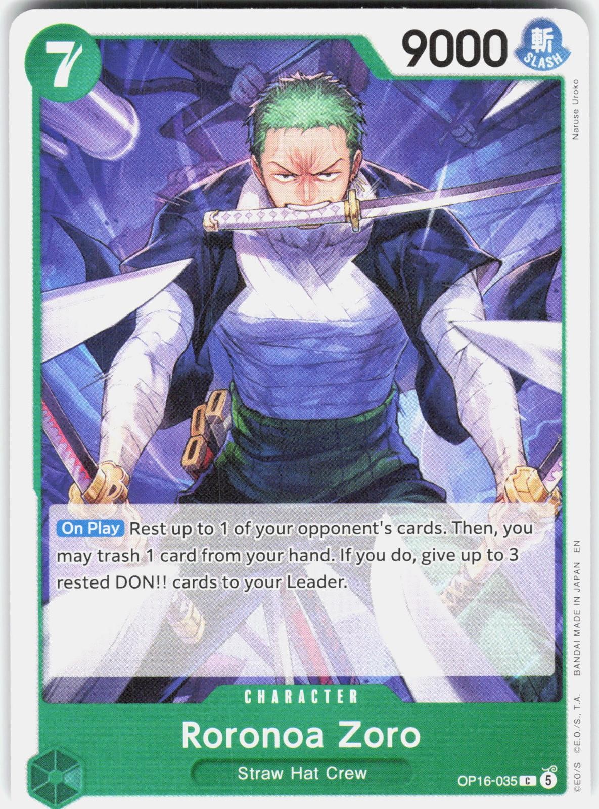 ONE PIECE RORONOA ZORO (035) OP16-035 THE TIME OF BATTLE NM/M