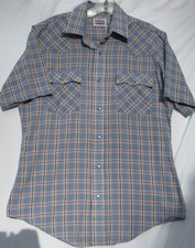 Vintage Levi's short sleeve 80's era plaid pearl snap western shirt men's medium