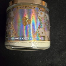 Bath  Body Works Mahogany Teakwood 3-Wick Scented Candle 14.5 Oz. Winter Label