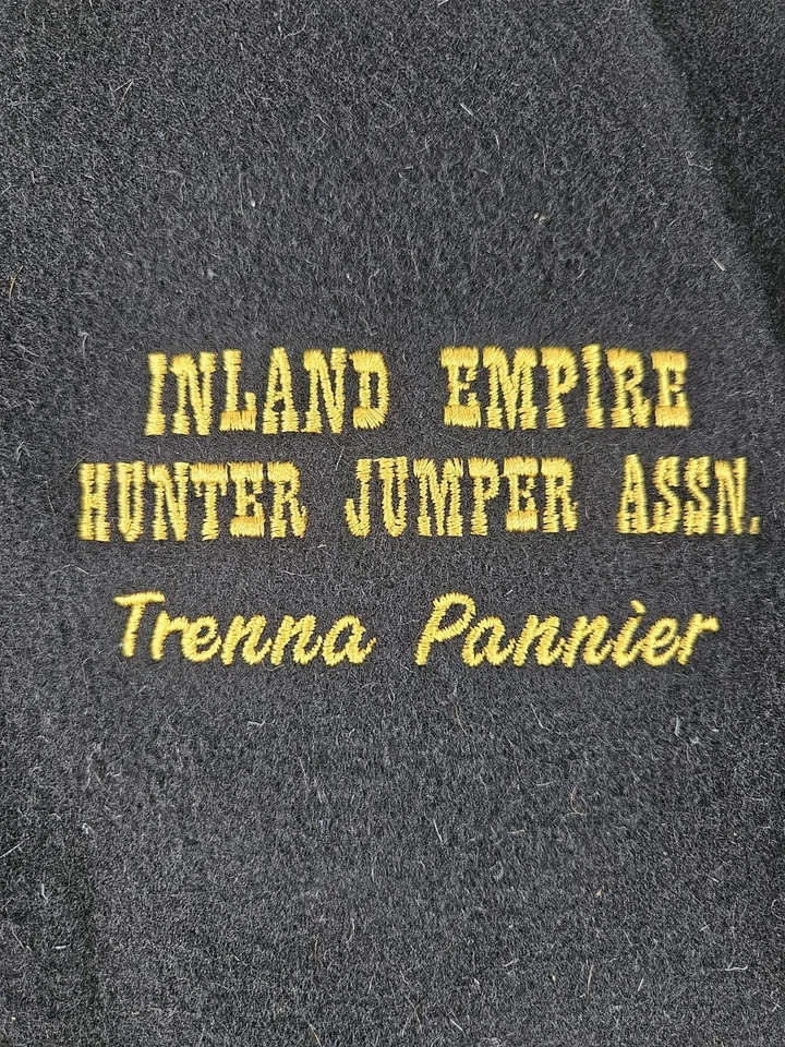 Bomber Varsity Jacket Wool Leather Men M Black Leather Wool Embroidered Unused - Image 3 of 4