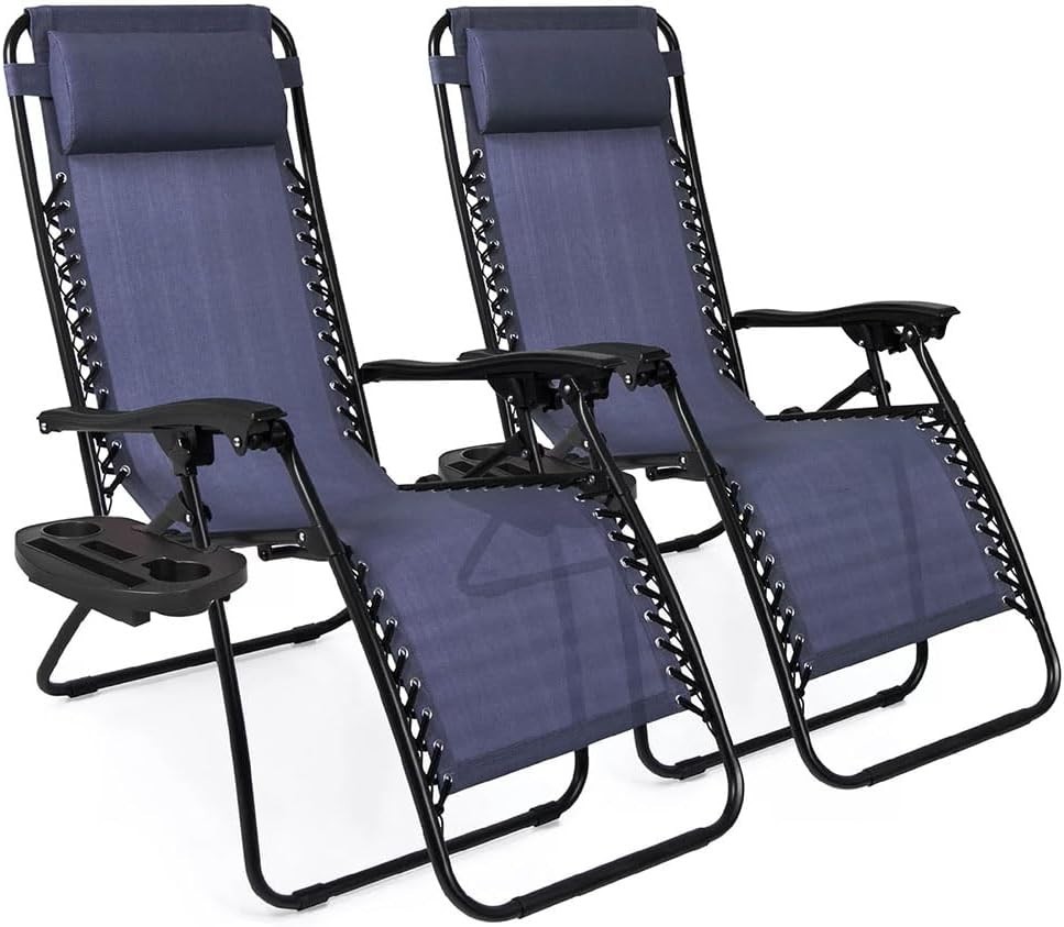 S - Zero Gravity Chairs Folding Outdoor Patio Recliner Lounge Chair Cup