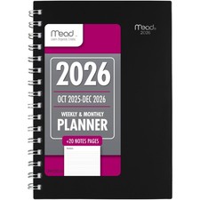 2026 Planner, Weekly  Monthly, 15-Month, 5-1/2" x 8-1/2", Small, Basic, Blac...