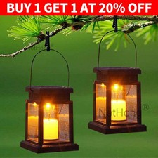 Solar Powered LED Lantern Lights Waterproof Hanging Lamp Outdoor Garden Decor