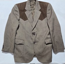 Circle S 42R Blazer Jacket Brown Lambswool Yoke Western Rockabilly Sport Coat
