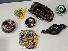 JAMES HAYES SIGNED ART GLASS SET OF 7 