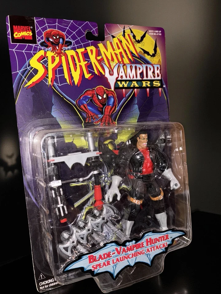 Figura de acción sellada Toy Biz Spider-Man Vampire Wars Blade Vampire Hunter 1996 Foto 3 de 4