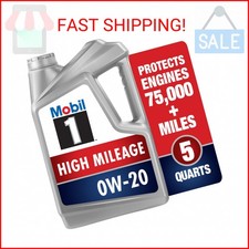 Mobil 1 High Mileage Full Synthetic Motor Oil 0W-20, 5 Quart 32.63 per gallon