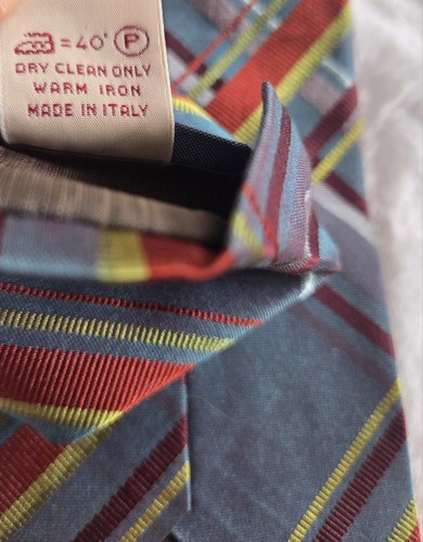 Romeo Gigli Mens Tie Necktie Luxury Italy Silk Blend Blue Brown Stripe Italian - Picture 6 of 7
