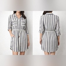 Passport Striped Shirt Dress Long Sleeve Size L