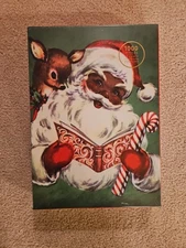 Pink Sky Black African American Santa Clause Christmas Puzzle