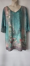 NEW PLUS SIZE 26 LADIES GREEN FLORAL V NECK SHIFT DRESS STRETCH HALF SLEEVE