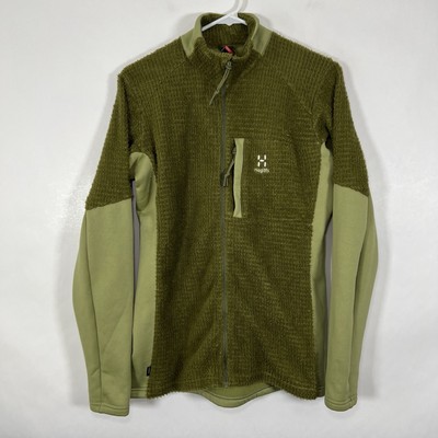 Haglofs Full Zip Polartec Fleece Jacket Womens Size Large Green Zipper Pocket