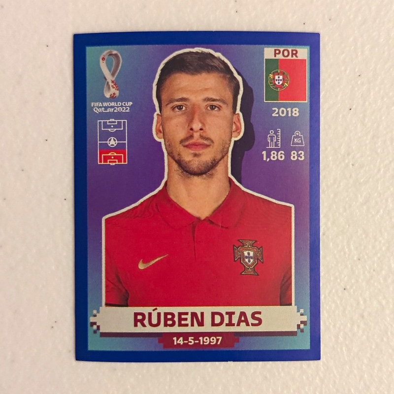 Panini FIFA World Cup Qatar 2022 Sticker POR 10 Rúben Dias Portugal BLUE