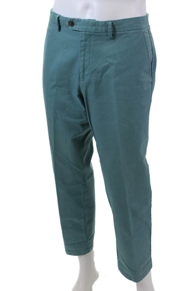 The Men's Store at Bloomingdale's Mens Cotton Straight Pants Blue Size 32 - Image 2 of 4
