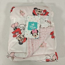 Disney Baby Minnie Mouse Christmas Blanket 30x40 Pink Sherpa Santa Holiday NEW