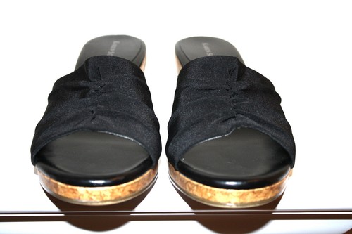 Karen Scott Black Mule Wedge Cork Heel Shoes Ladies 8.5 M - Picture 3 of 5