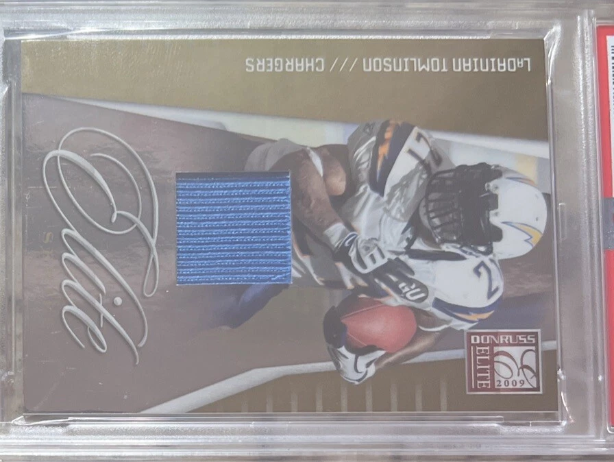2009 Donruss Elite LaDainian Tomlinson Game Worn Powder Blue /299 PSA 8 Pop 3/0^ - Image 2 of 4