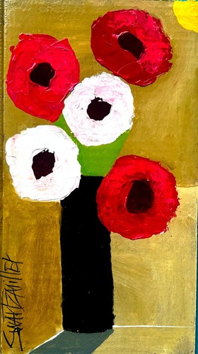 Envío Gratis GRANDE Colorido ROSA FLORAL Pintura Reciclada Original SWARTZMILLER DNA - Imagen 12 de 20