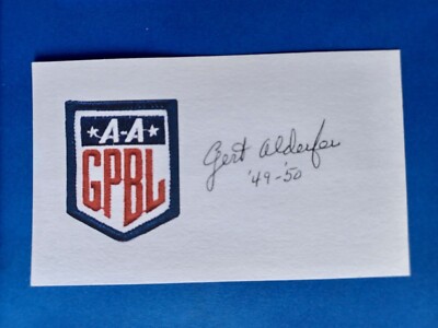 AAGPBL BASEBALL GERTRUDE GERT ALDERFER AUTO 3''X5'' CARD 1949-50 CHICAGO COLLEENS+