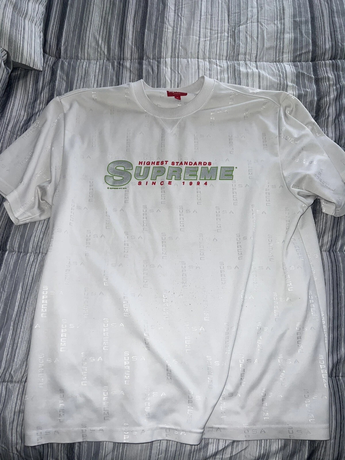T SHIRT SPORT LOGO SUPREME LE PLUS HAUT STANDARD PRINTEMPS ÉTÉ 2019 BLANC L