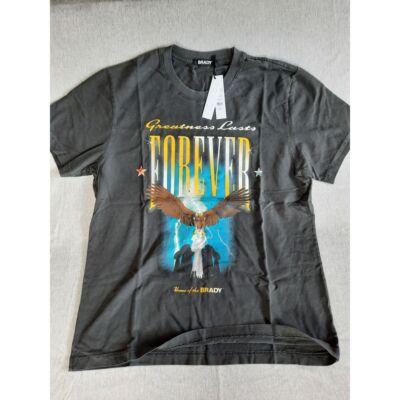 Brady Mens Large Pure Cotton Pre-Shrunk Black/Multicolor Graphic Print Tee-Shirt