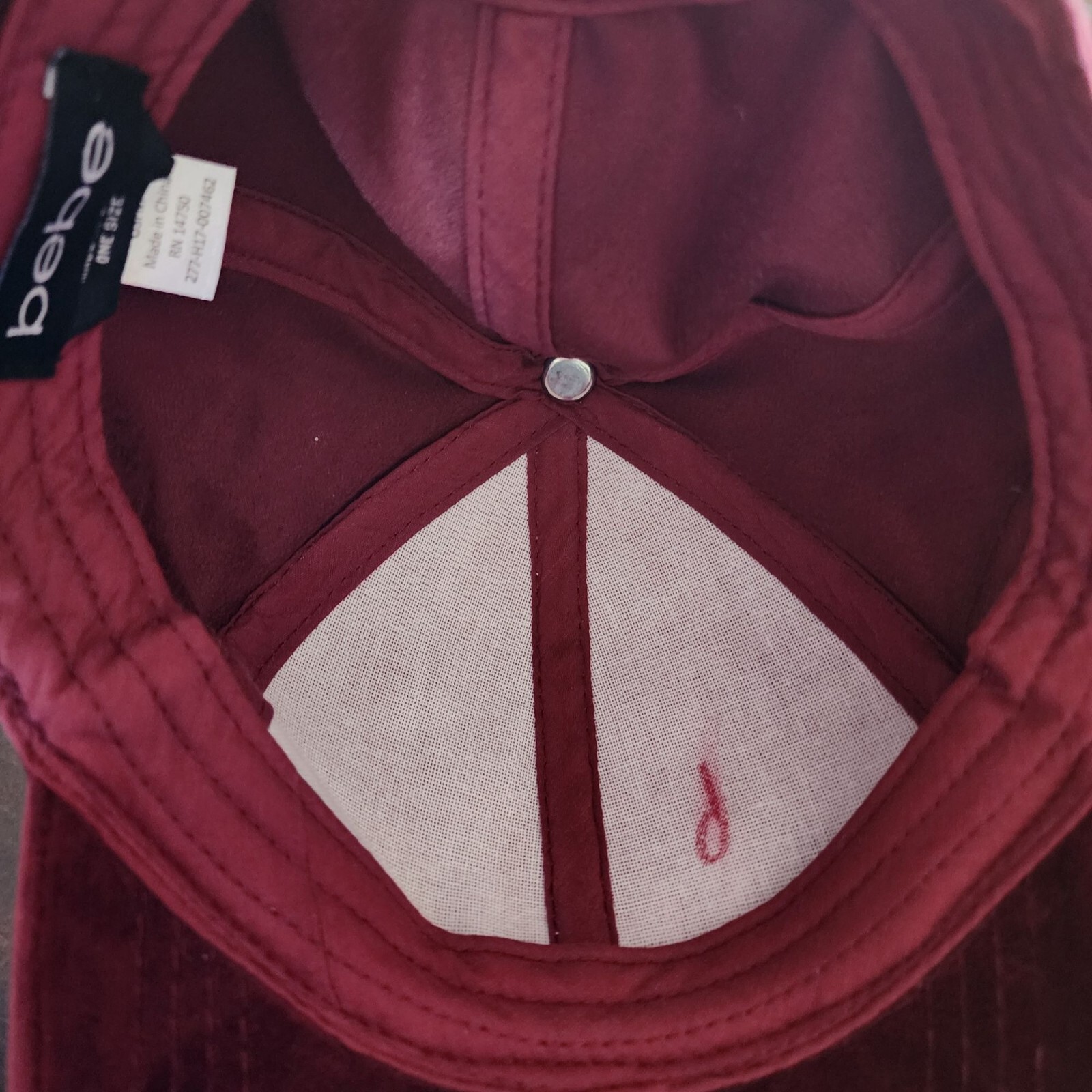Bebe Baseball Hat Womens Adjustable Burgundy Velv… - image 10